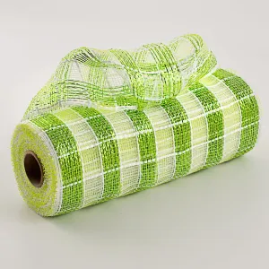 10" Metallic Check Mesh: Apple Green & White (10 Yards)