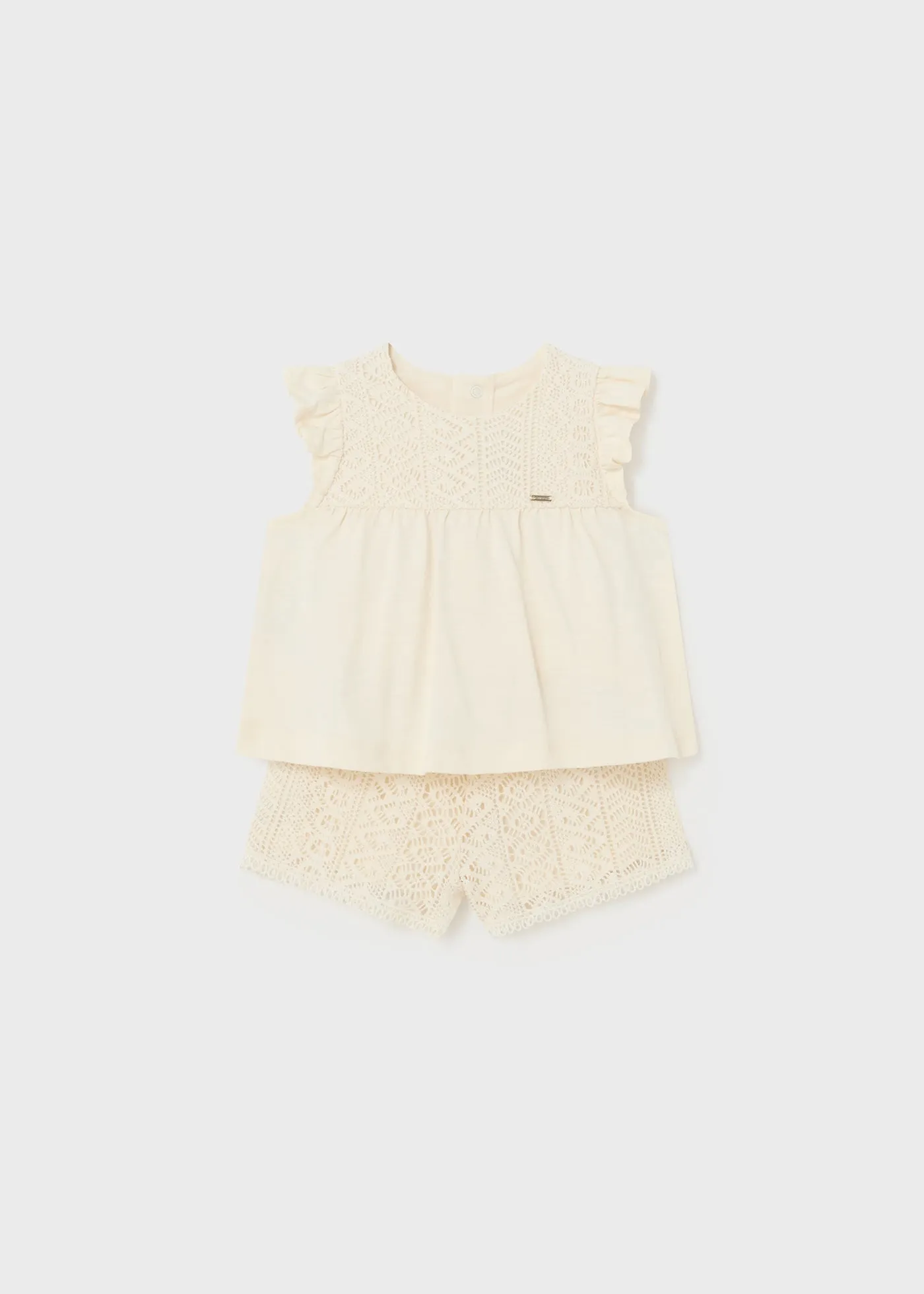 1235 - Guipure short set for baby girl - Chickpea