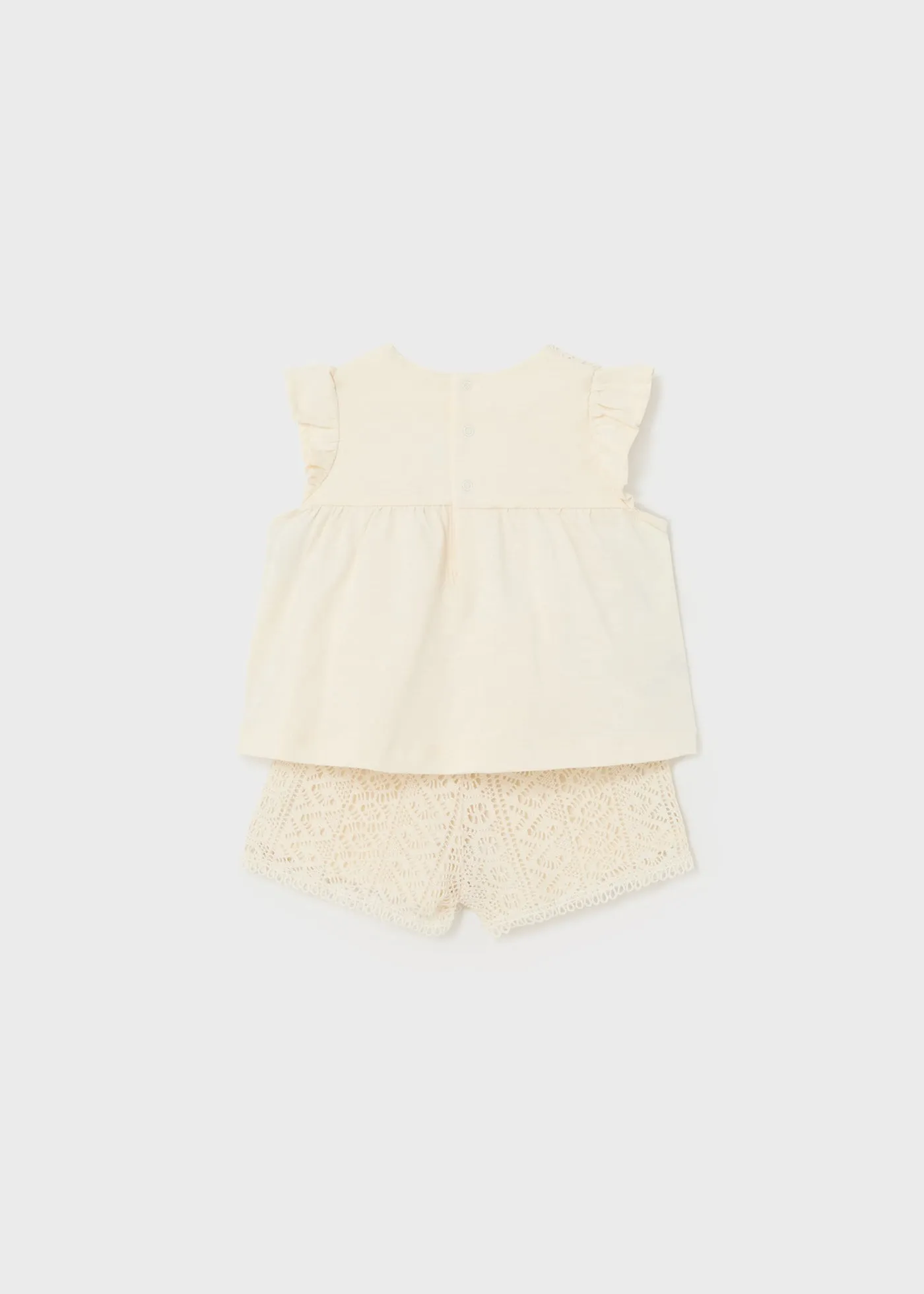 1235 - Guipure short set for baby girl - Chickpea