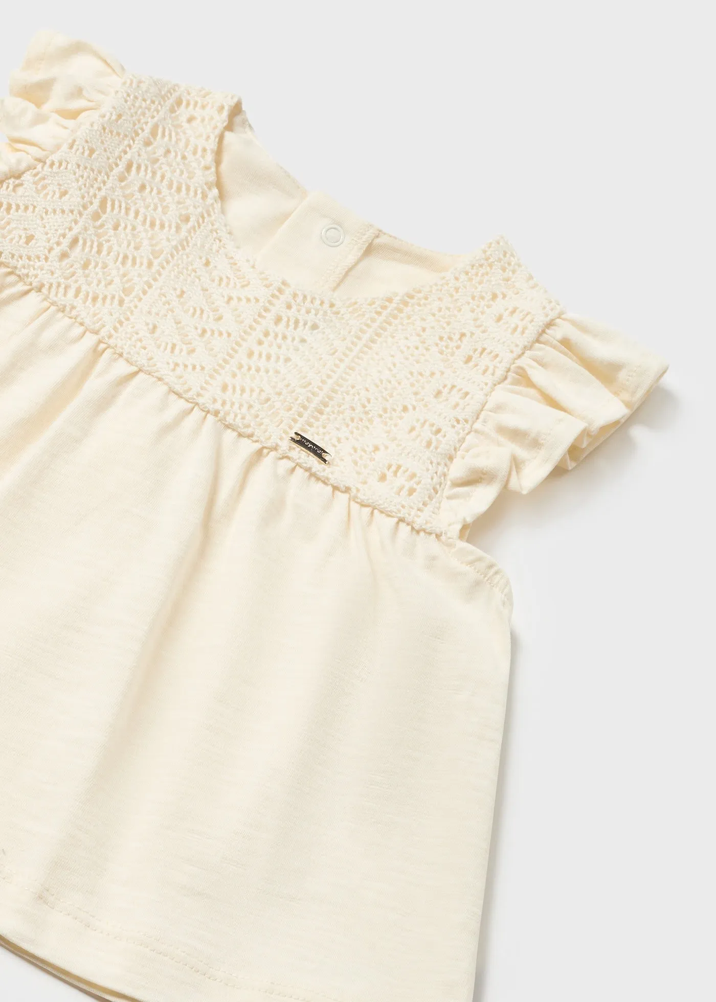 1235 - Guipure short set for baby girl - Chickpea