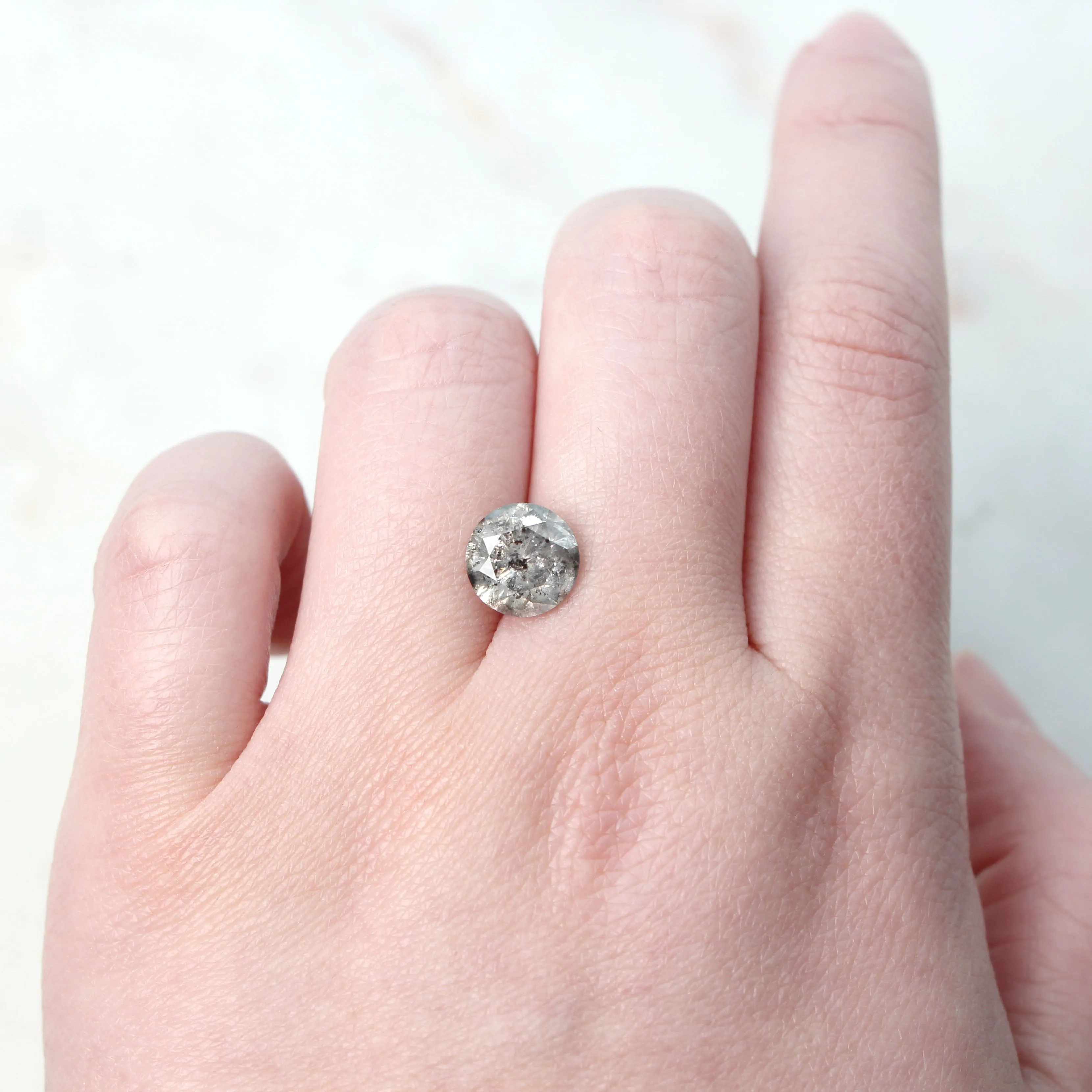 3.54 Carat Round Celestial Stormy Gray Salt and Pepper Diamond for Custom Work - Inventory Code SGR354