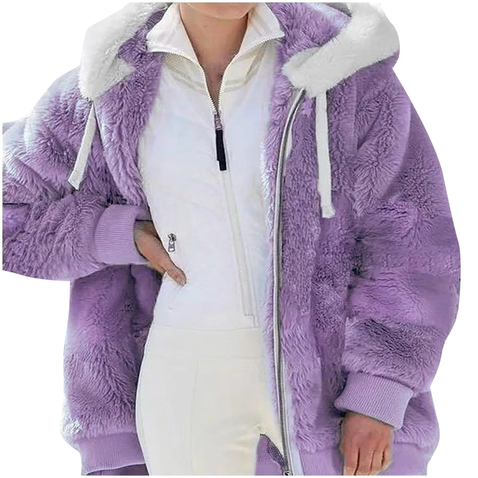 50% Off Clear!Fashion Oversize Winter Coats for Women, Women Plus Size Winter Warm Loose Plush Zip Hooded Jacket Coat Deals Gift for Women