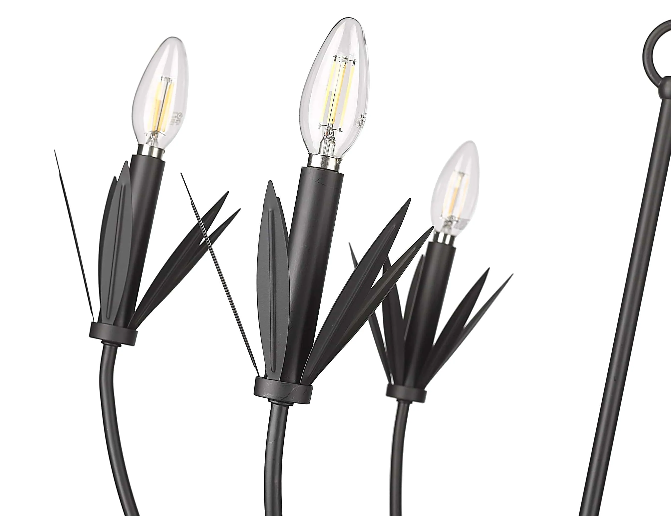 6 Lamps Primrose Chandelier - Matte Black - 30.5in Diameter - E12 Candelabra Base