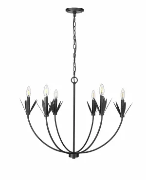 6 Lamps Primrose Chandelier - Matte Black - 30.5in Diameter - E12 Candelabra Base