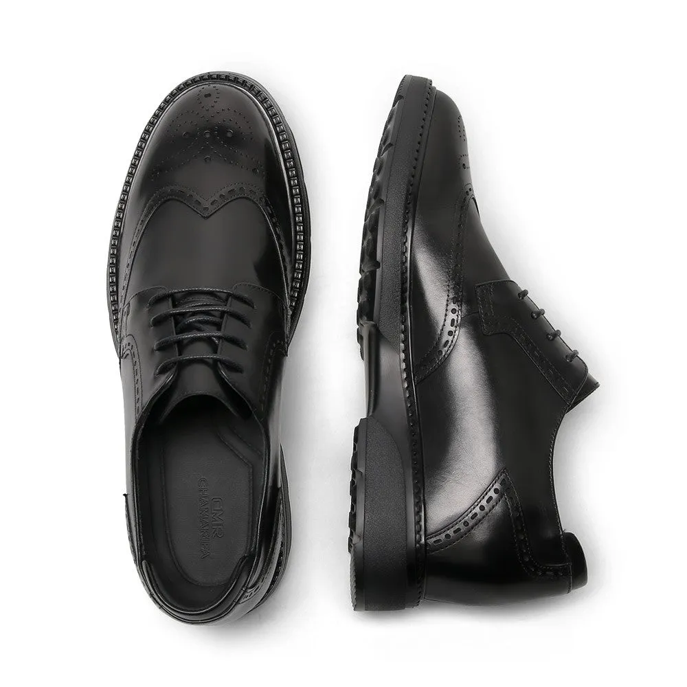 7CM/2.76 Inches CMR CHAMARIPA Men's Black Leather Derby Shoes