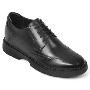 7CM/2.76 Inches CMR CHAMARIPA Men's Black Leather Derby Shoes