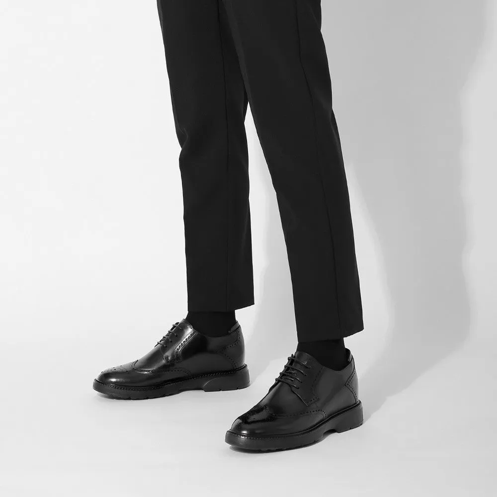 7CM/2.76 Inches CMR CHAMARIPA Men's Black Leather Derby Shoes