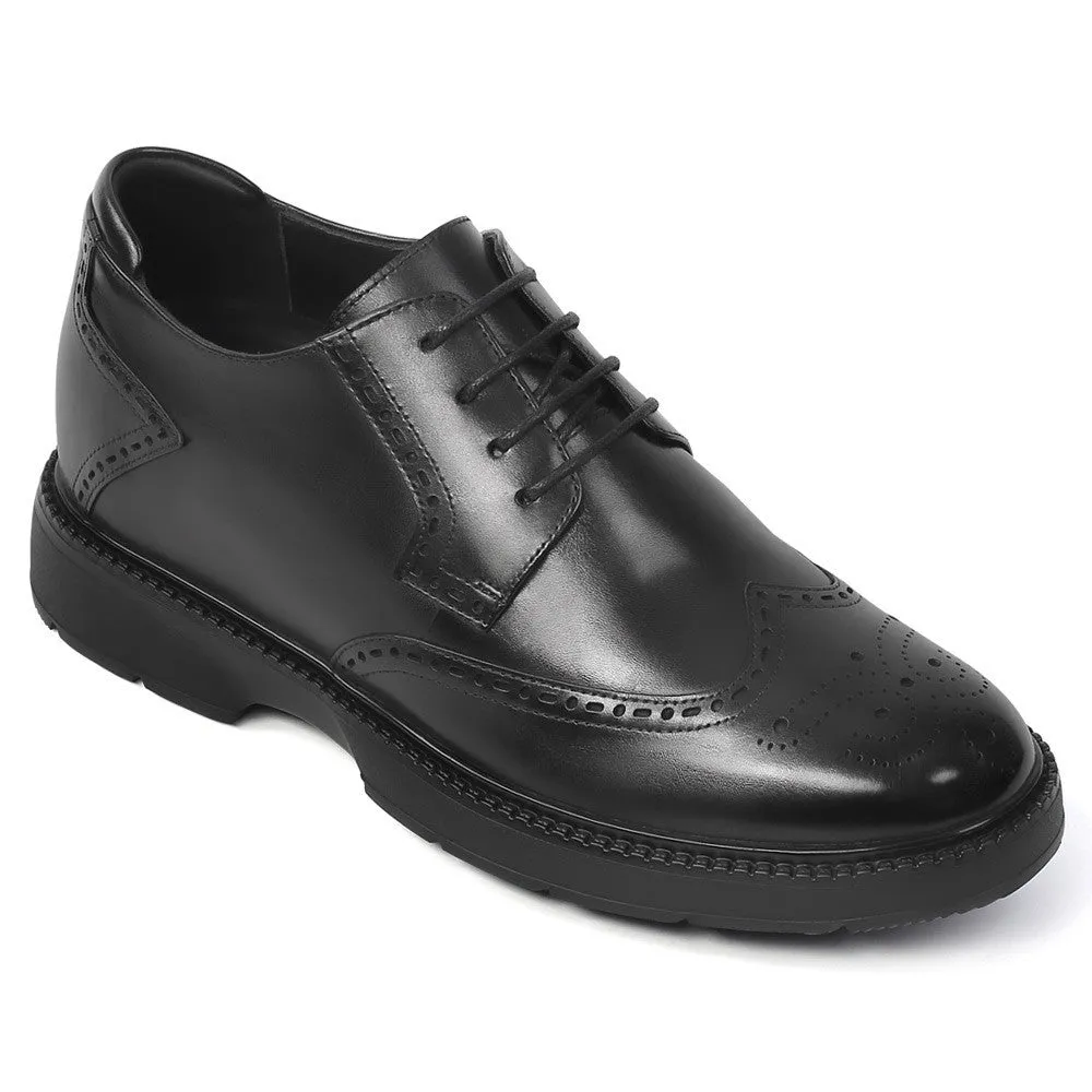 7CM/2.76 Inches CMR CHAMARIPA Men's Black Leather Derby Shoes