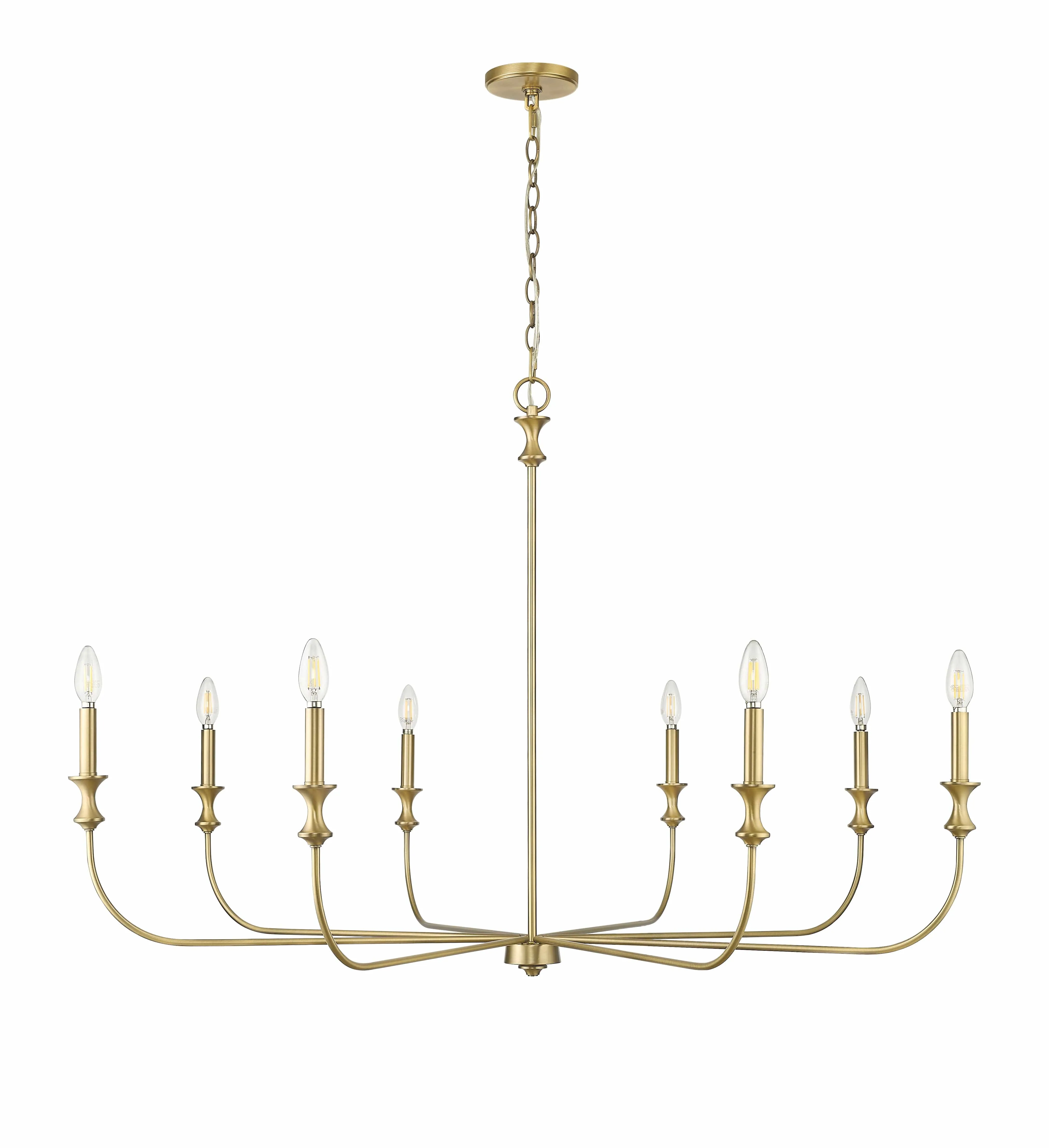 8 Lamps Savanne Chandelier - Vintage Brass - 47.5in Diameter - E12 Candelabra Base