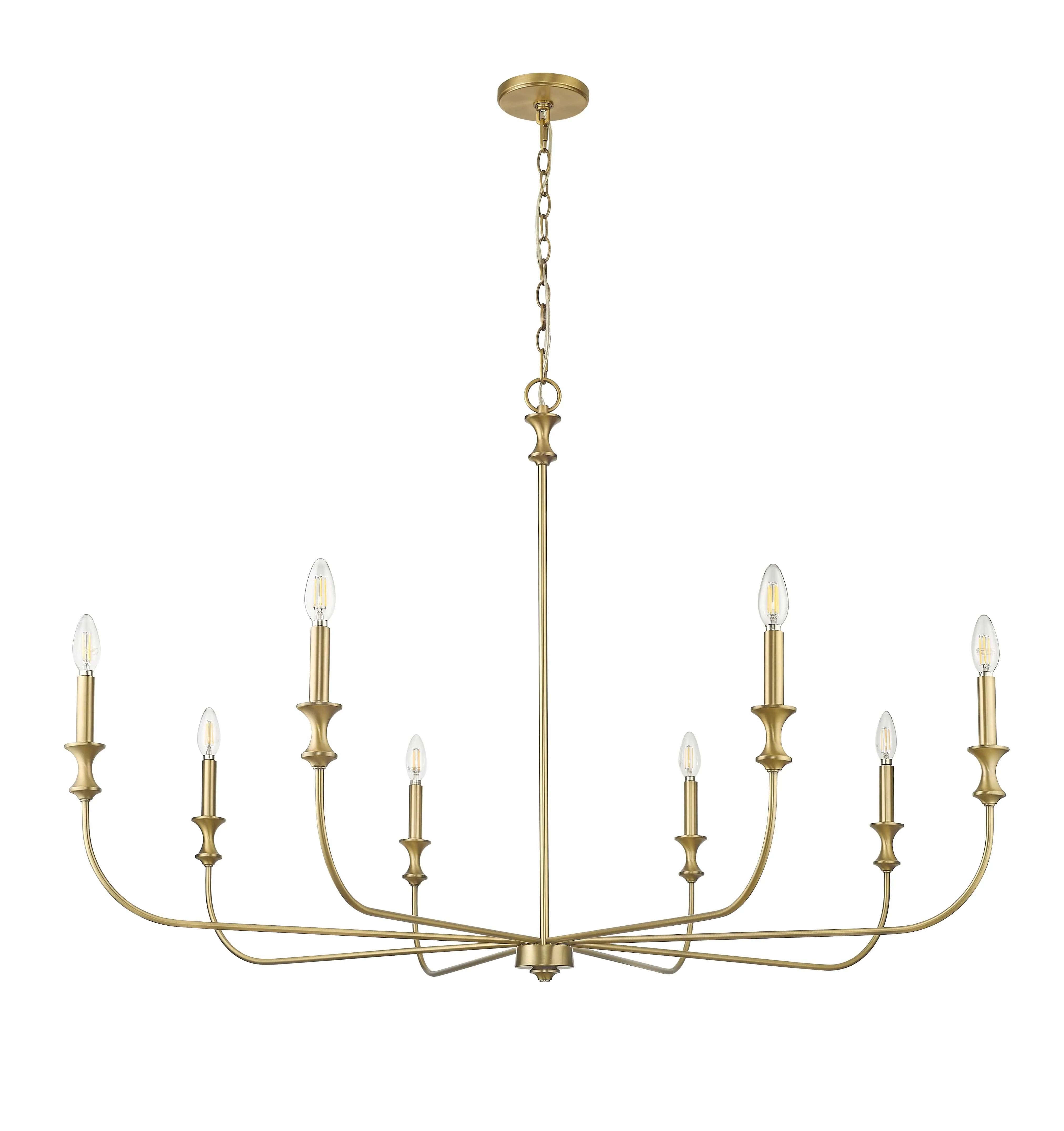 8 Lamps Savanne Chandelier - Vintage Brass - 47.5in Diameter - E12 Candelabra Base