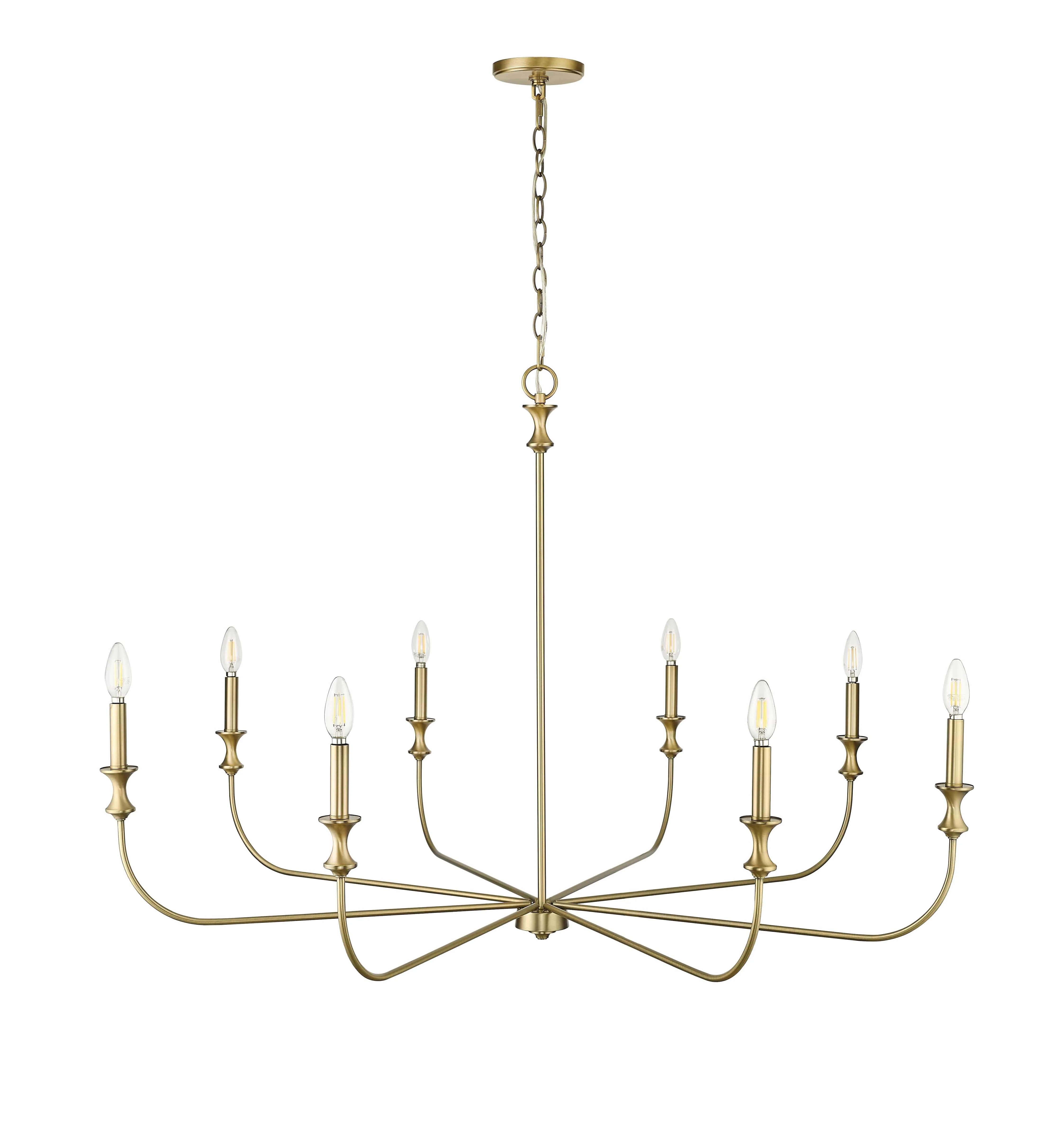 8 Lamps Savanne Chandelier - Vintage Brass - 47.5in Diameter - E12 Candelabra Base