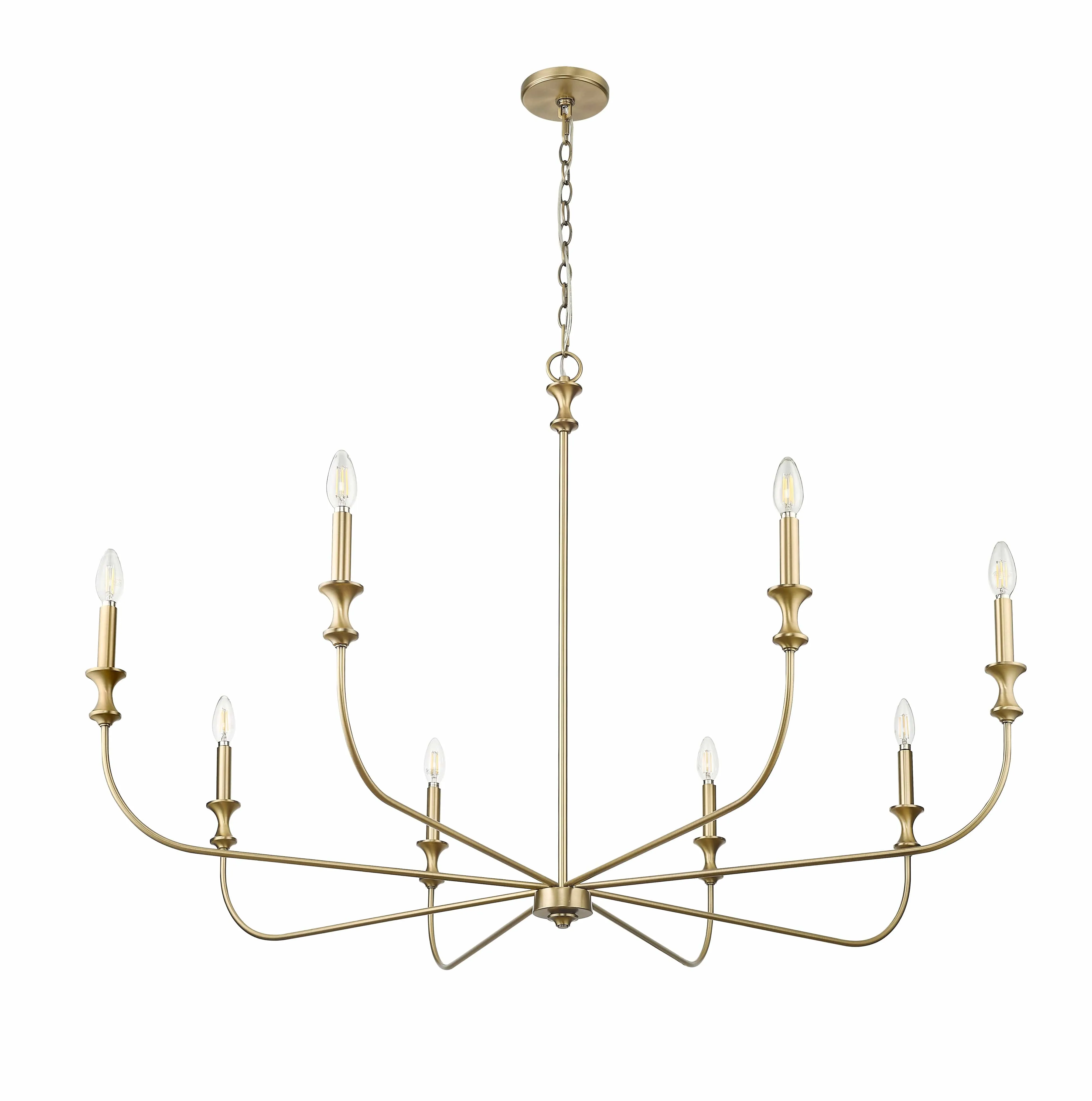 8 Lamps Savanne Chandelier - Vintage Brass - 47.5in Diameter - E12 Candelabra Base
