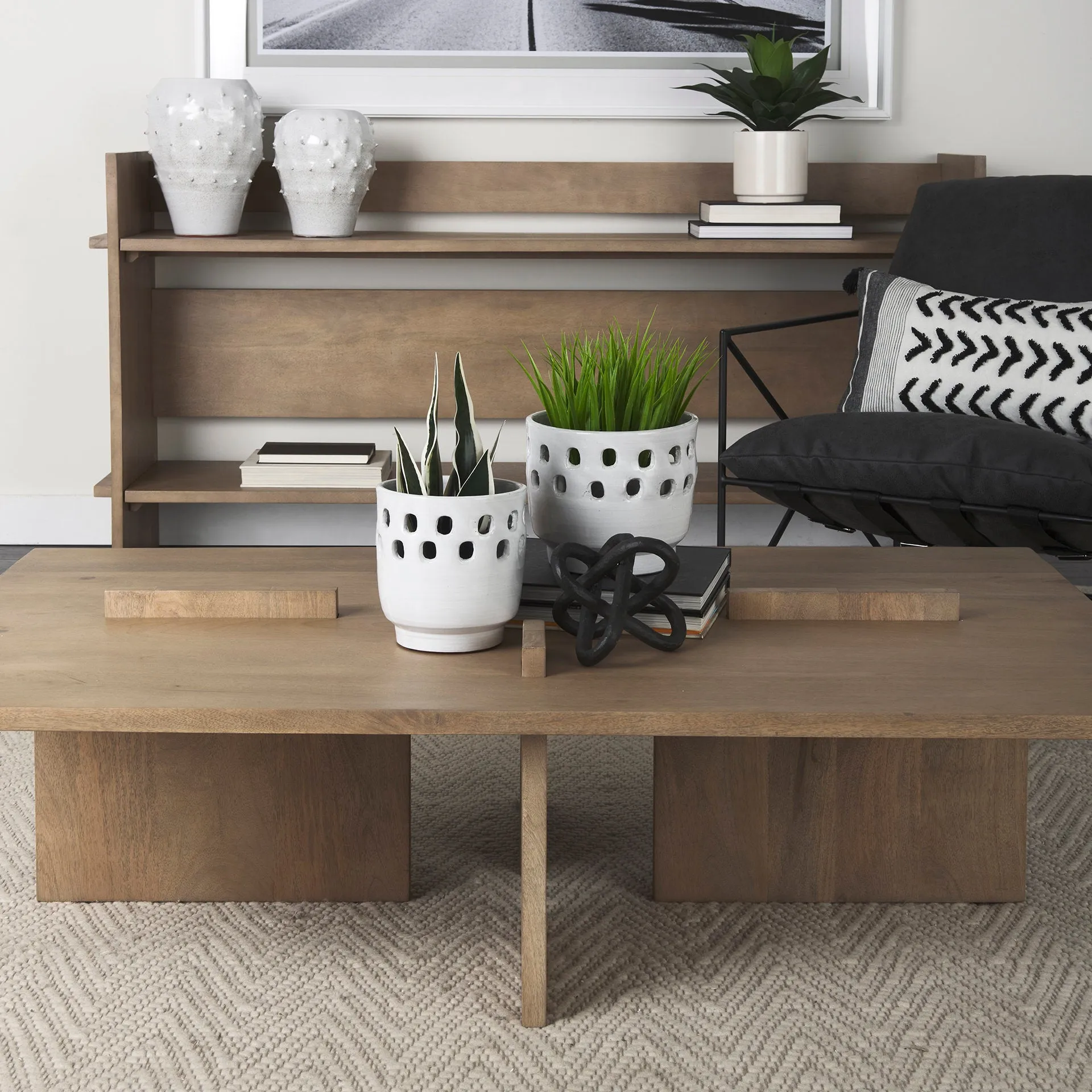 Aida Console Table - Unique Mango Wood Design with Stylish Shelves for Modern Living Spaces