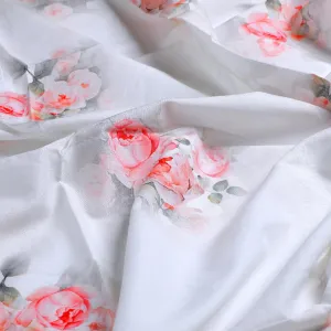 Beautiful Summer Peony Bunch Digital Printed Fabric - Pure Cotton
