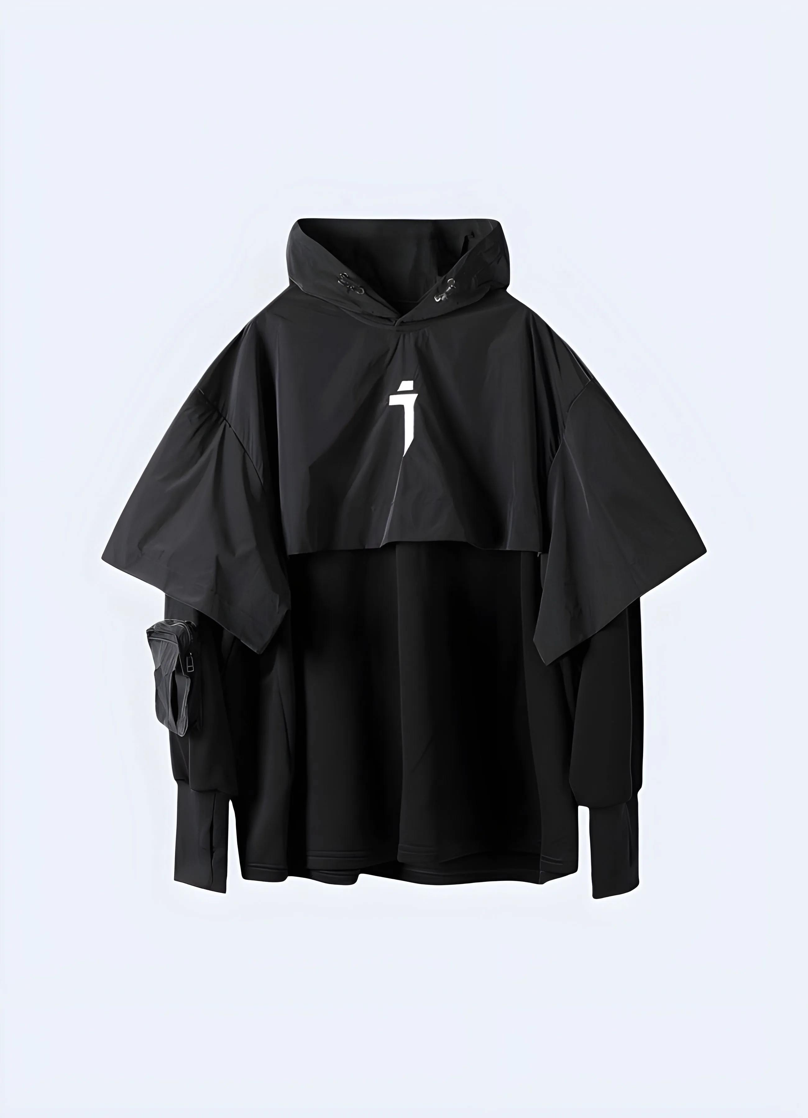 Black Hoodie Layered Crop Jacket
