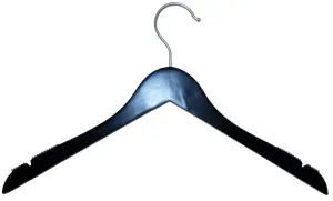 BLACK MATTE WOOD TOP HANGER WITH SATIN HOOK 17" PACK 100