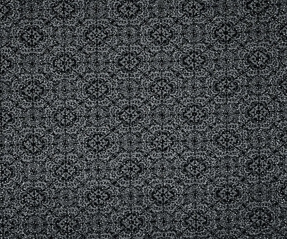 Black-Silver Rayon Blend Stretch Spandex Floral Bengaline Jacquard Fabric
