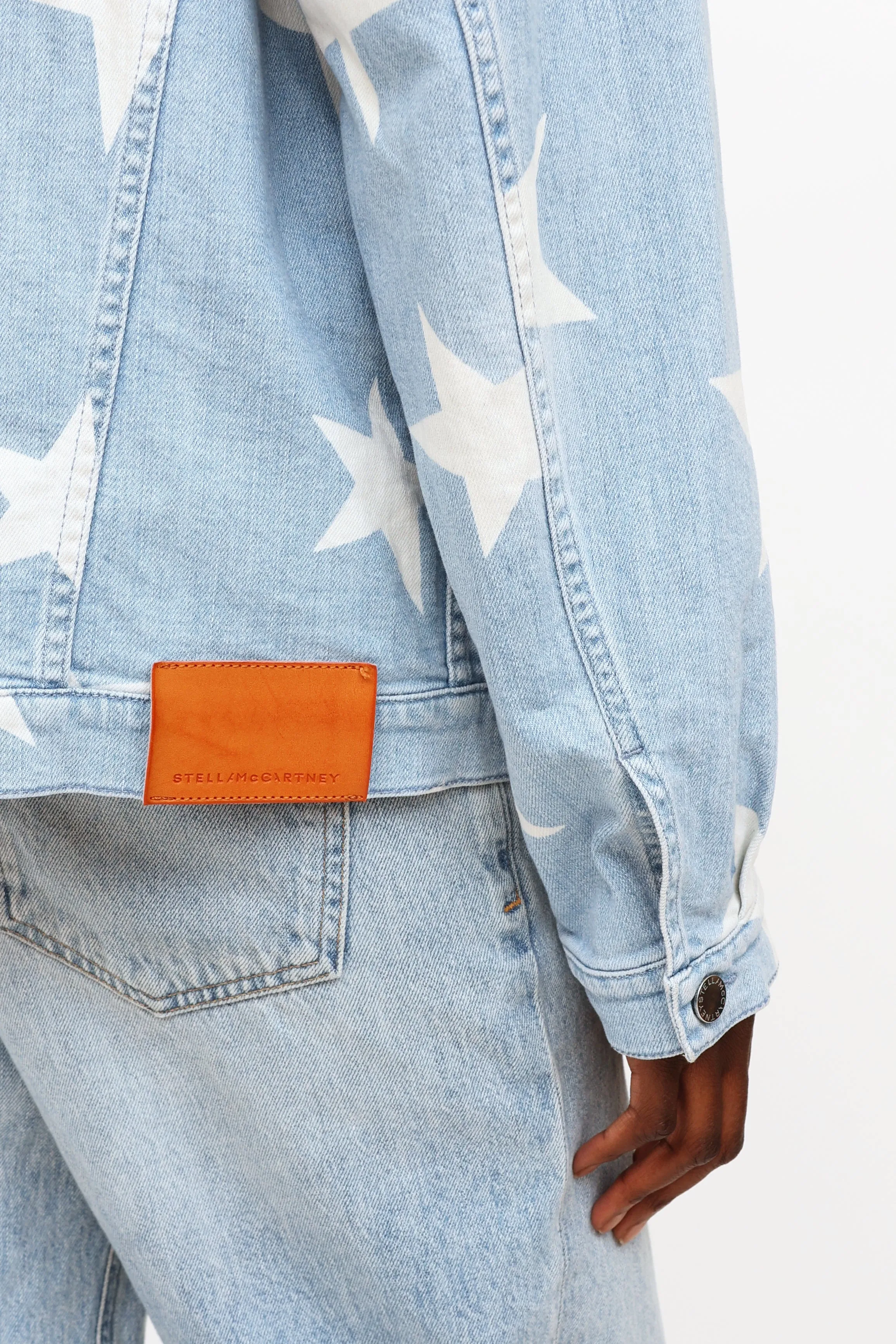 Blue & White Lightwash Star Denim Jacket
