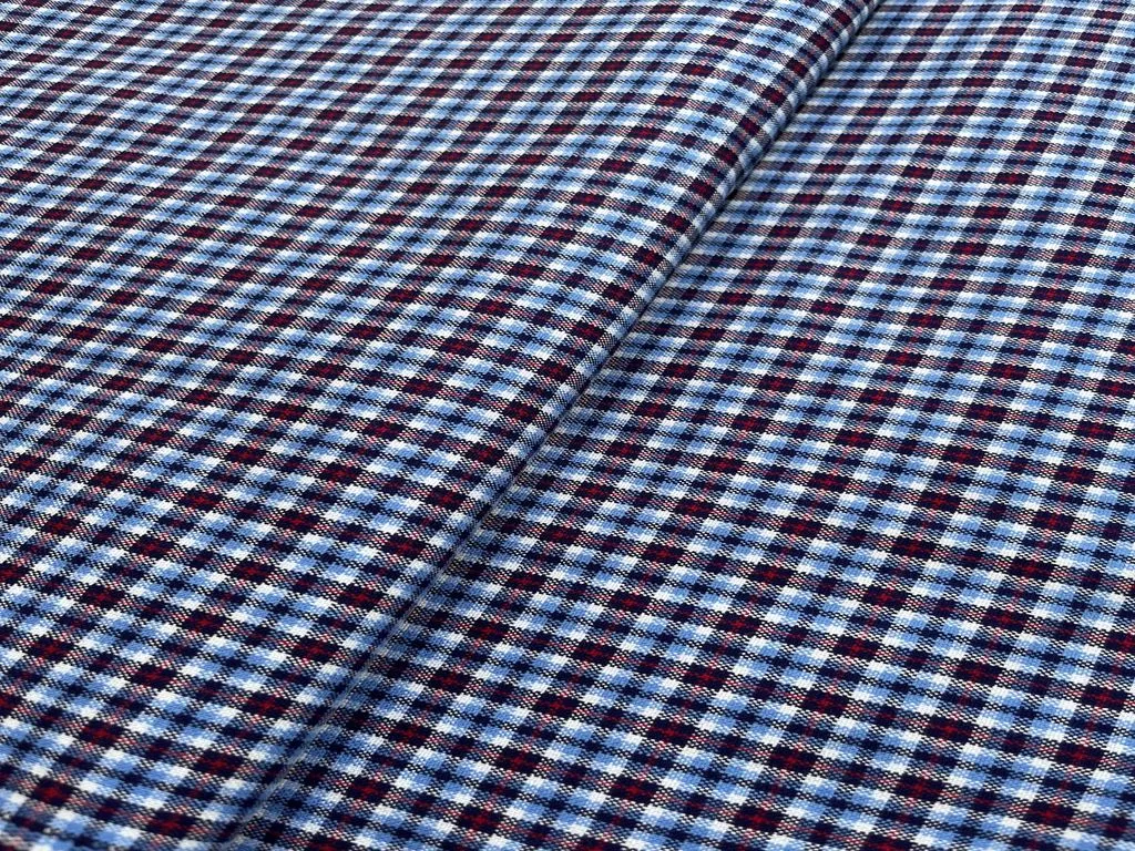 Blue Red Checks Cotswool Fabric