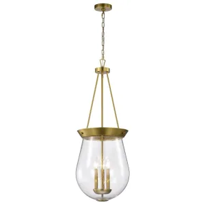 Boliver 14 in. 3 lights Pendant Light Vintage Brass Finish