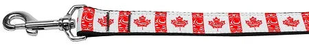 Canadian Flag In Swirls Nylon Dog Leash 3-8 Inch Wide 4ft Long
