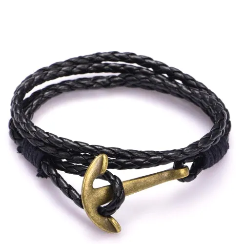 Classy Men Anchor Leather Bracelet - 3 Styles