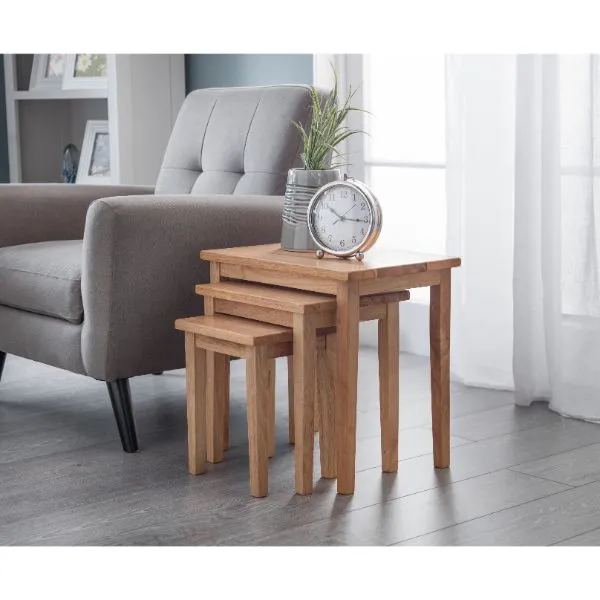 Cleo Nest Of 3 Tables Natural Oak Finish