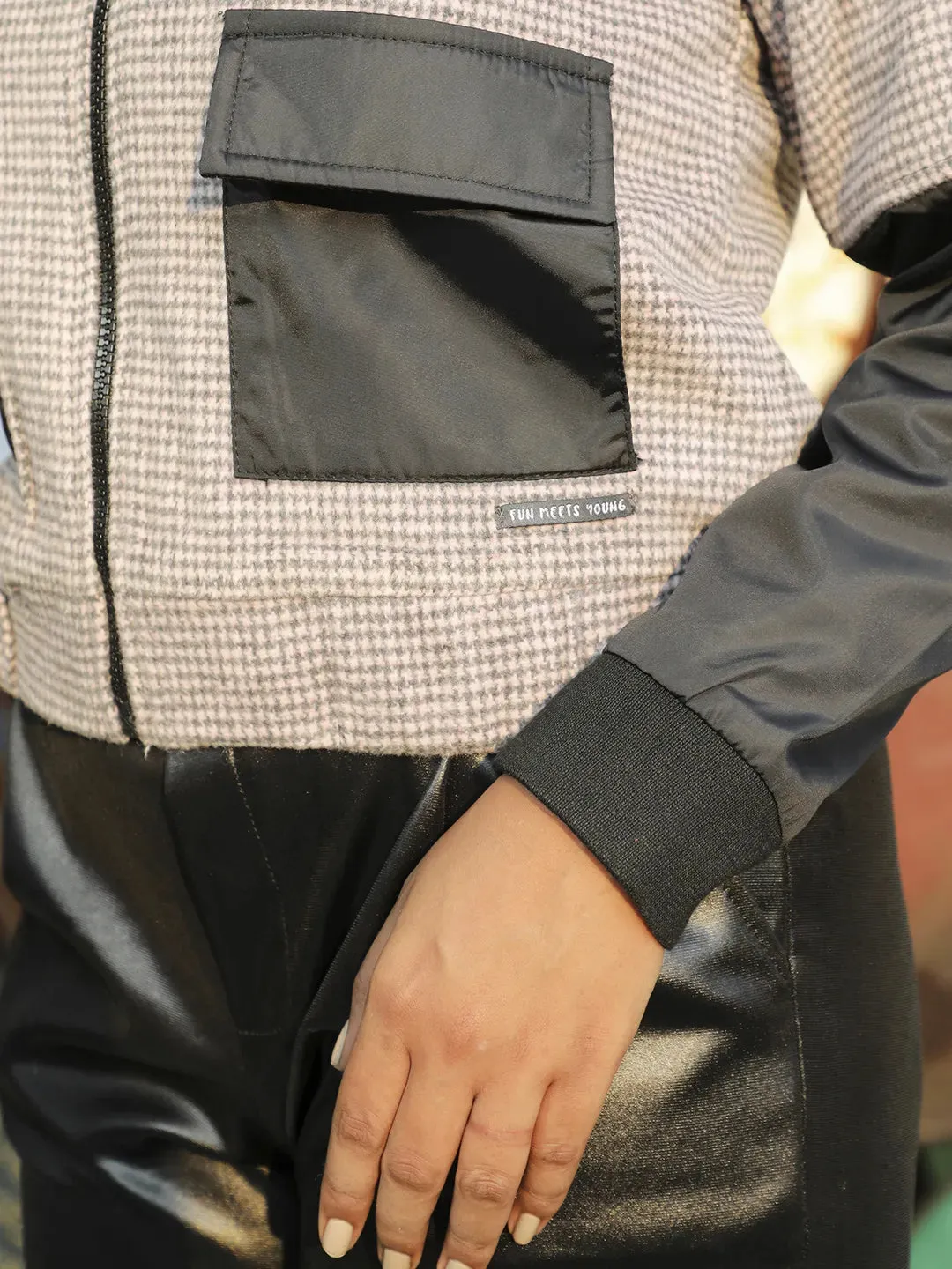 Contrast Houndstooth Jacket