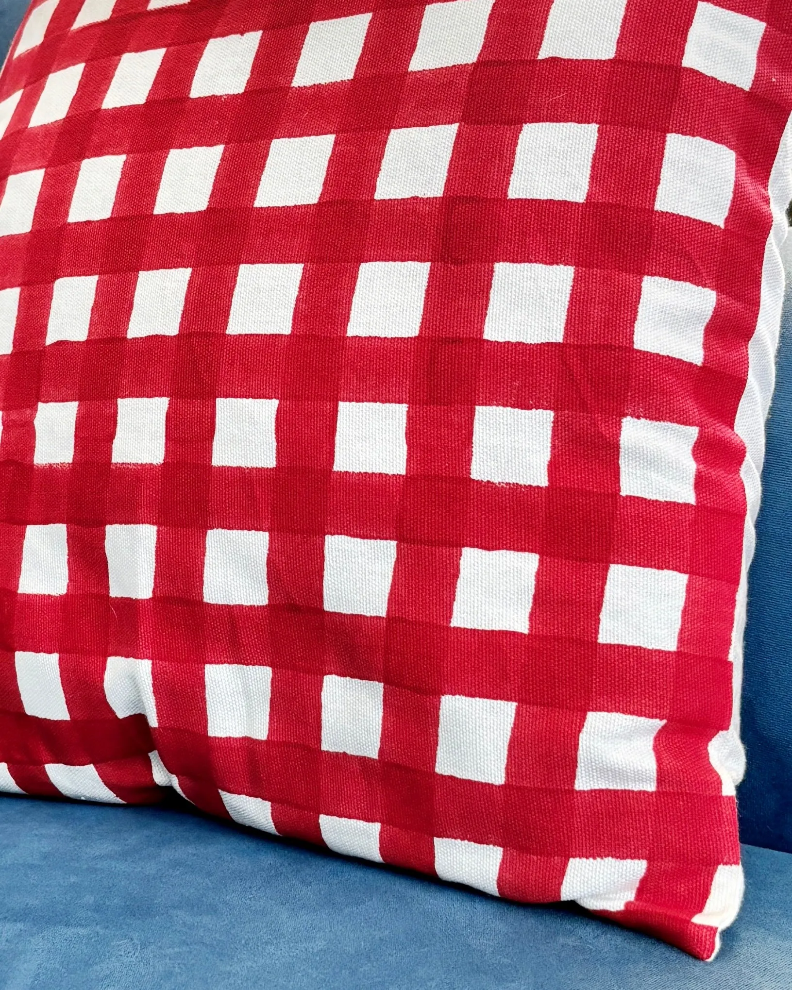 Cotton Cushion Cover | Checks Print | Rich Red
