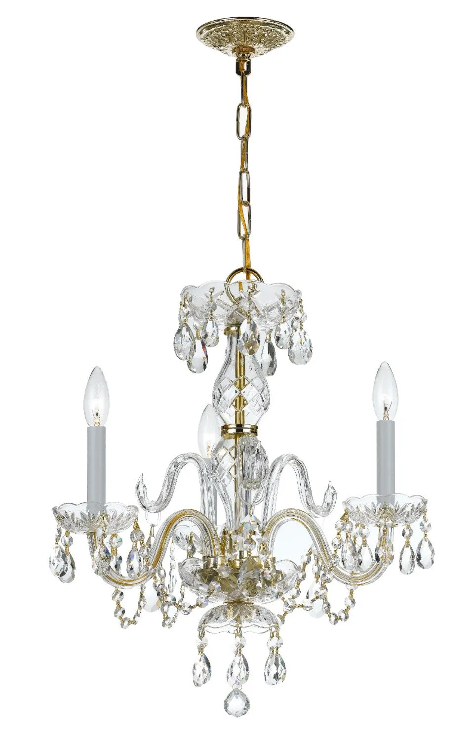 Crystorama 5044-CL-MWP Traditional Crystal 3 Light Clear Crystal Mini Chandelier