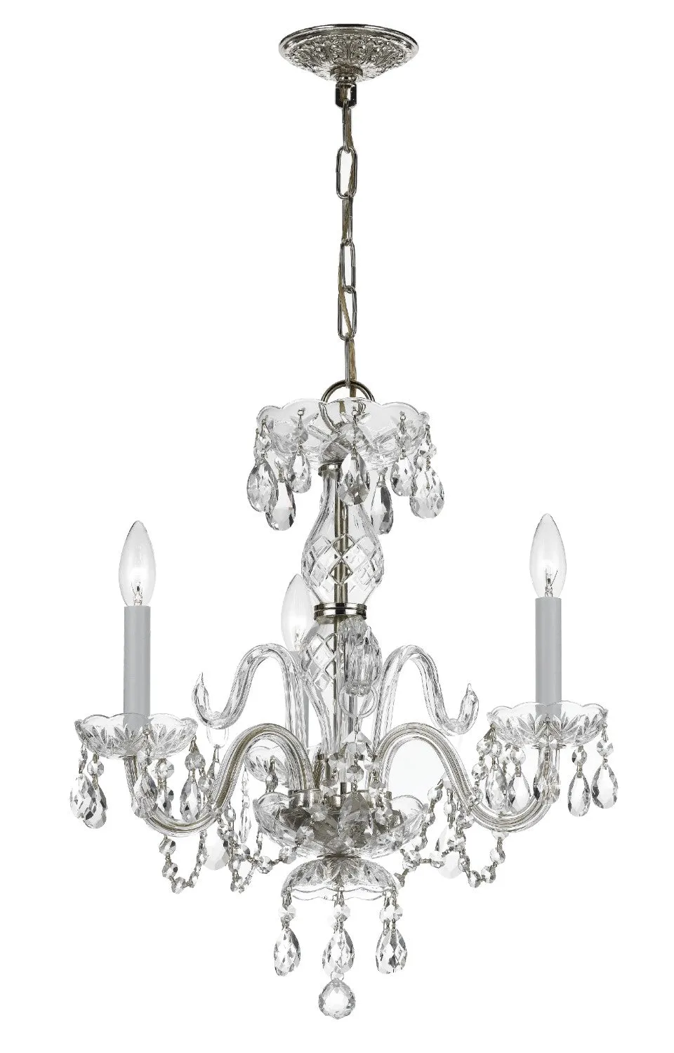 Crystorama 5044-CL-MWP Traditional Crystal 3 Light Clear Crystal Mini Chandelier
