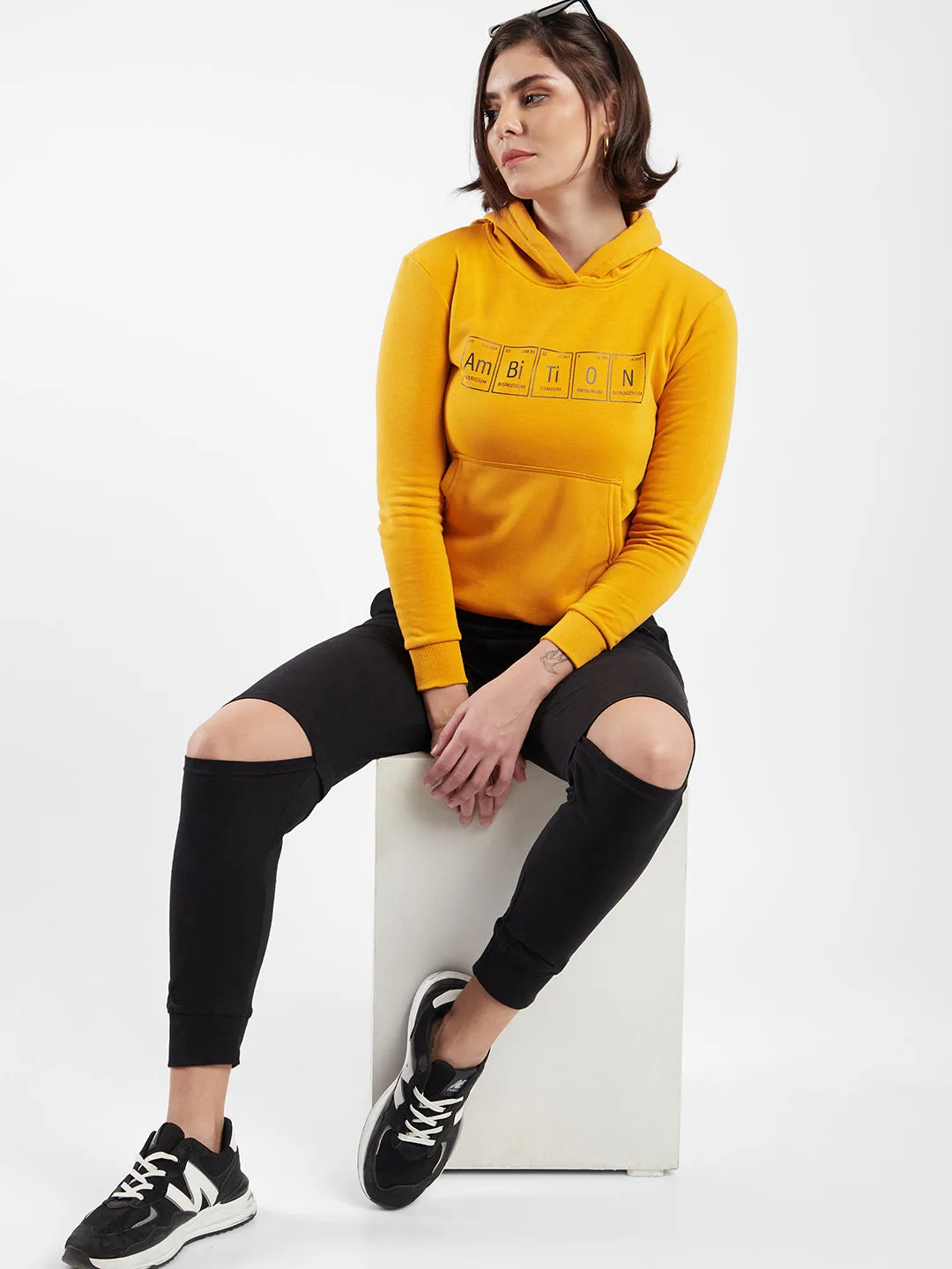 Cs Printed Stylish Casual Hooded Sweatshirt