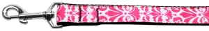 Damask Bright Pink Nylon Dog Leash 5-8 Inch Wide 6ft Long