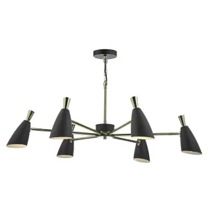 Dar DIE0654 | Diego | 6 Light | Pendant | Black & Gold