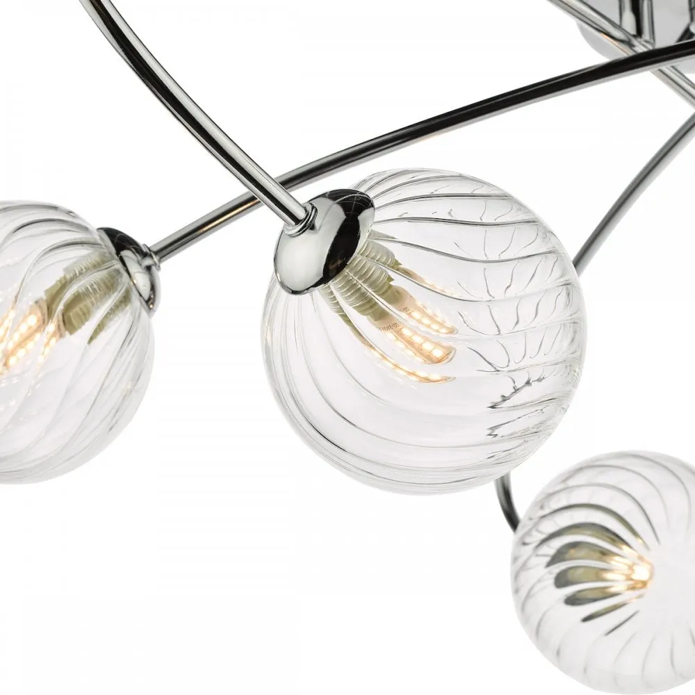 Dar ETT6450 Etta 6 Light Semi Flush Polished Chrome Clear Glass