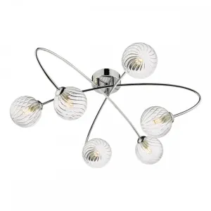 Dar ETT6450 Etta 6 Light Semi Flush Polished Chrome Clear Glass