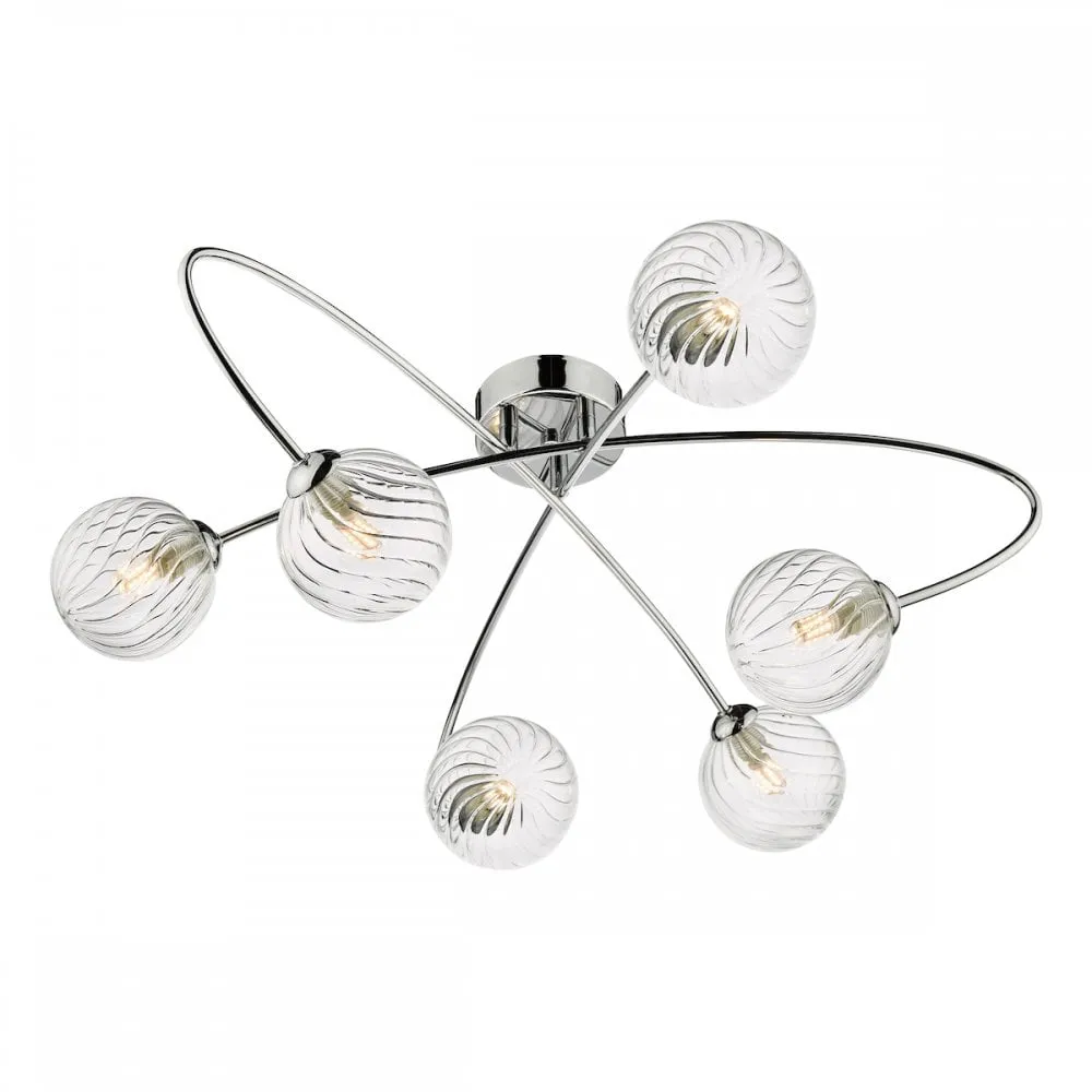 Dar ETT6450 Etta 6 Light Semi Flush Polished Chrome Clear Glass