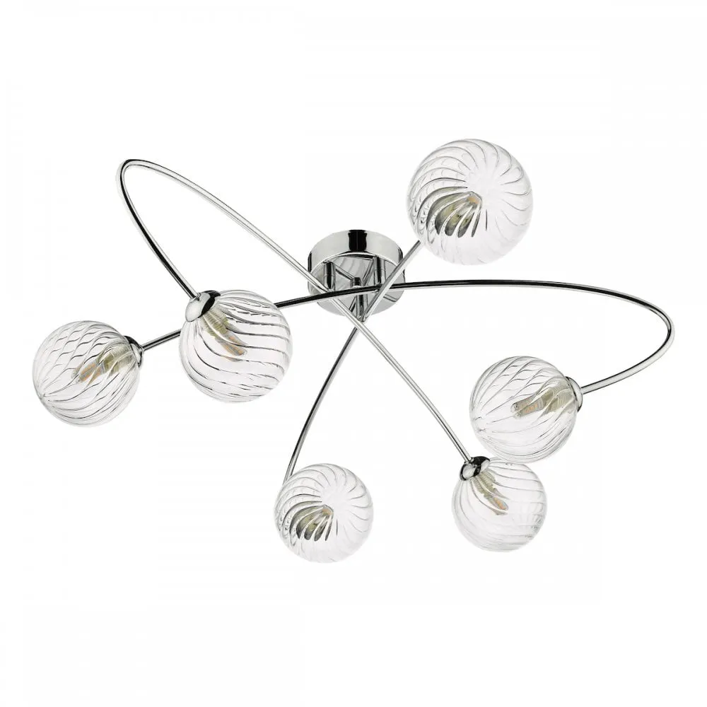 Dar ETT6450 Etta 6 Light Semi Flush Polished Chrome Clear Glass