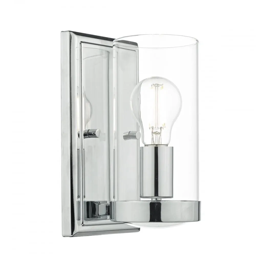 Dar RAM0750 | Ramiro 1-Light Wall Light | Polished Chrome with Clear Glass