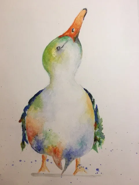 Duck Print in Watercolour, A3 - Three Styles