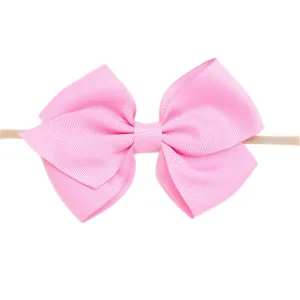 Ella Grosgrain Bow Nylon Headband - Bubblegum