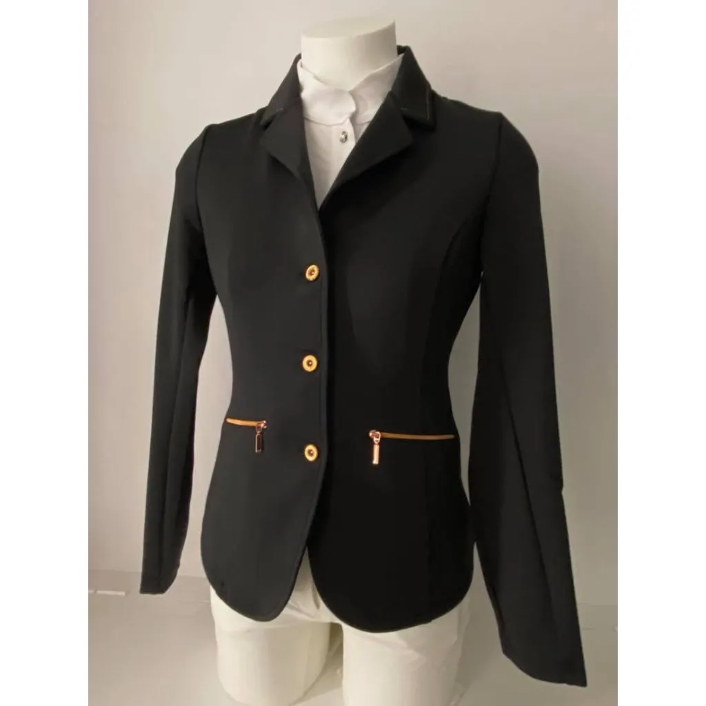 Equi Theme Athens Ladies Competition Jacket Black with Rose Gold