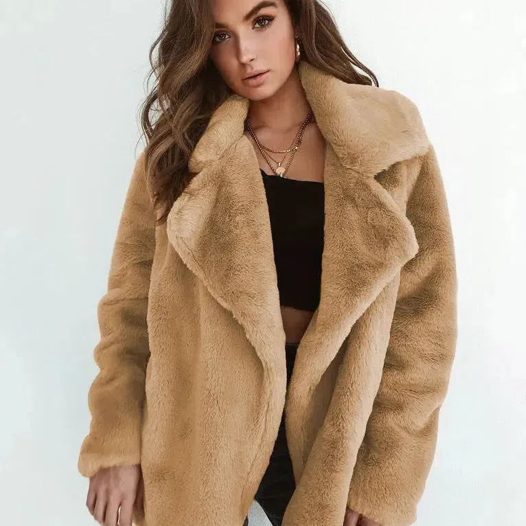 European and American Style Fashion Female Faux Fur Coats