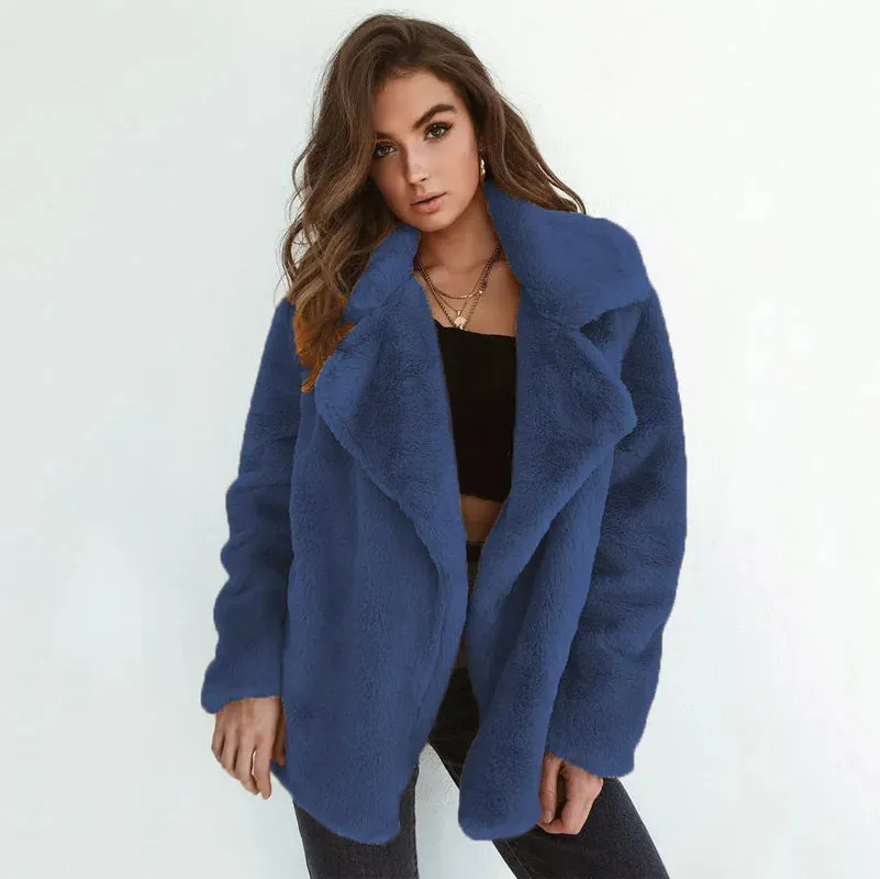 European and American Style Fashion Female Faux Fur Coats