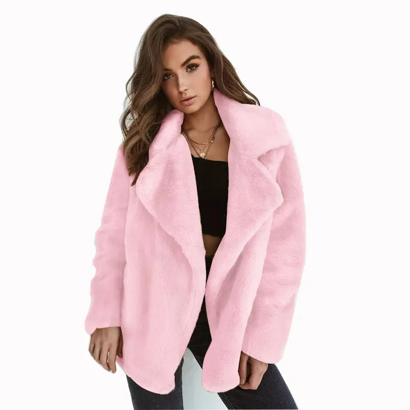 European and American Style Fashion Female Faux Fur Coats