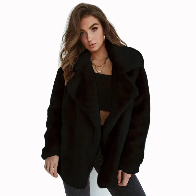 European and American Style Fashion Female Faux Fur Coats