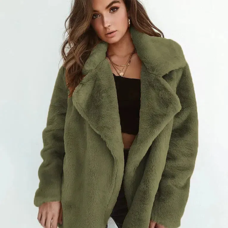 European and American Style Fashion Female Faux Fur Coats