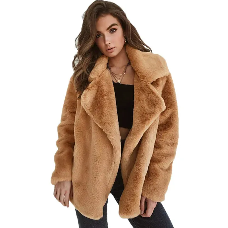 European and American Style Fashion Female Faux Fur Coats