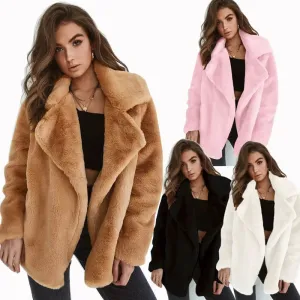 European and American Style Fashion Female Faux Fur Coats