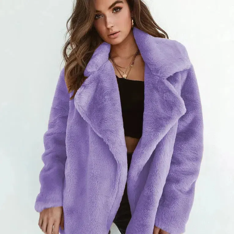 European and American Style Fashion Female Faux Fur Coats